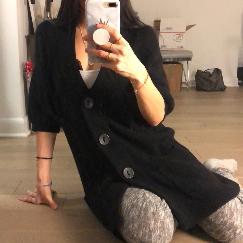 Vince black acrylic/wool cardigan sweater